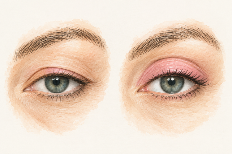 Hooded fold covering eyeshadow vs lifted lid
