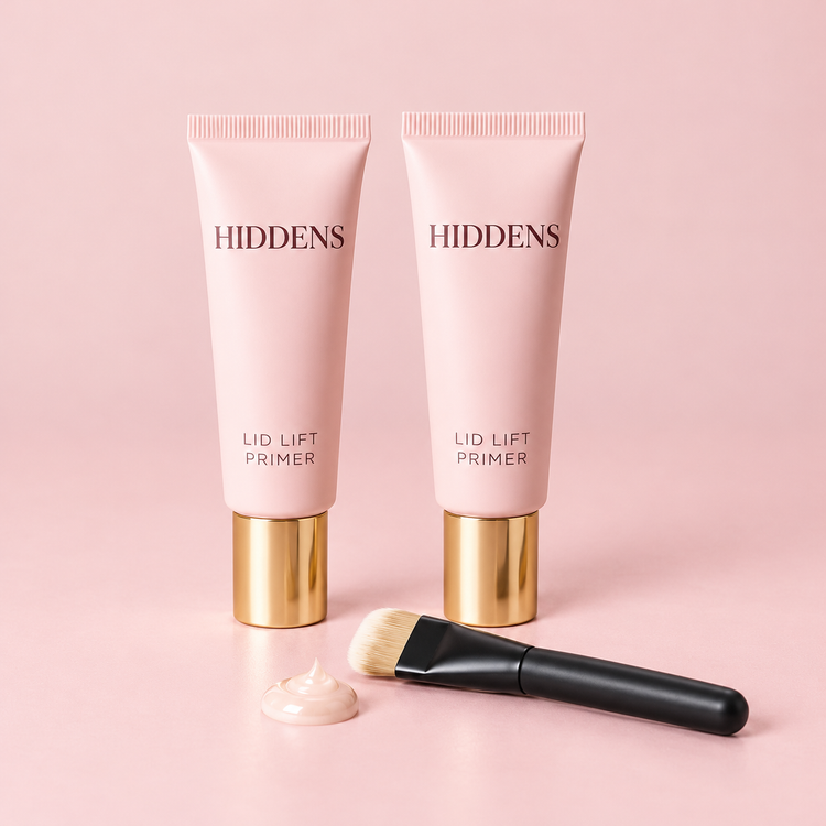 Two tubes of Hiddens Lid Lift Primer and the flat brush
