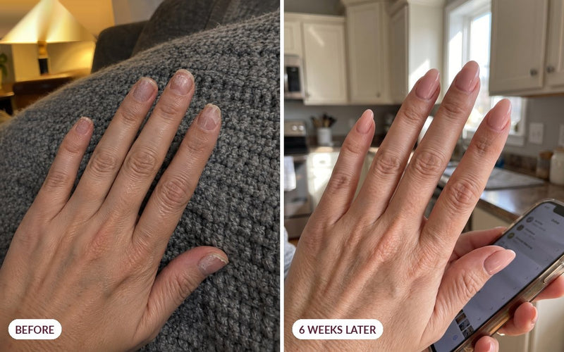 Customer nails before and six weeks later