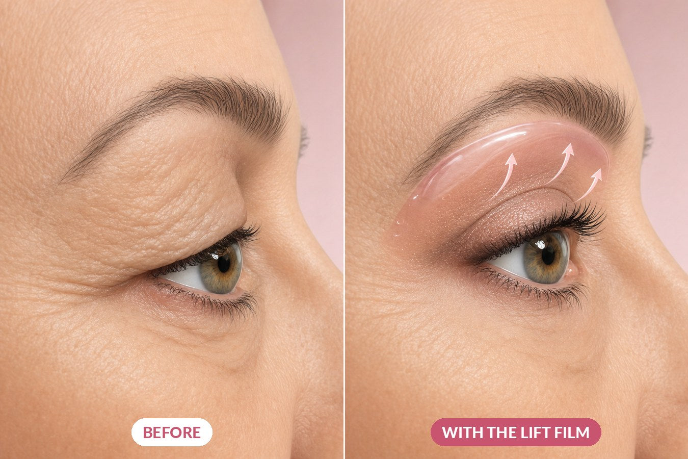 Before, and with the lift film