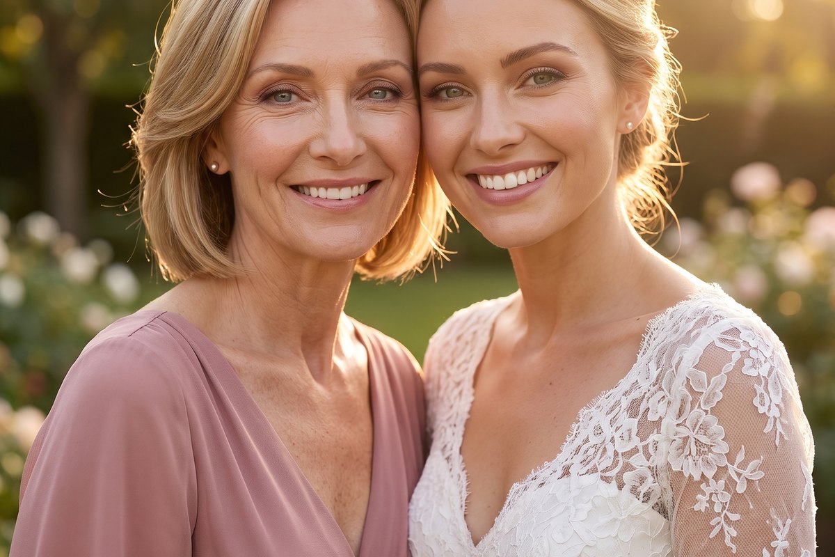 Mother of the bride at a garden wedding