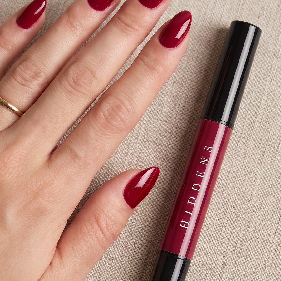 Glossy cherry nails