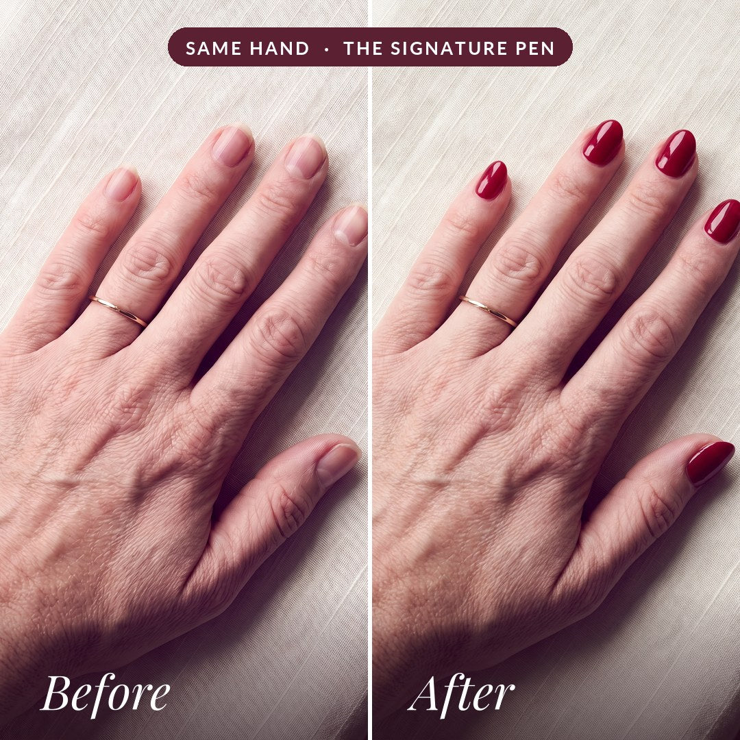 The same hand before and after