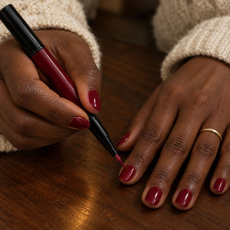 Sealing the tip of the nail with the pen