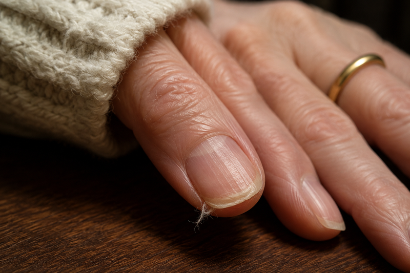 A thin nail peeling at the tip