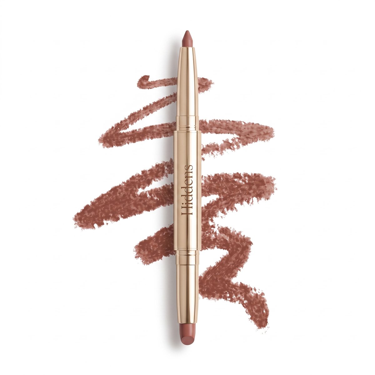 The Lip Duo gold double-ended lip crayon with swatches